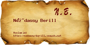 Nádassy Berill névjegykártya